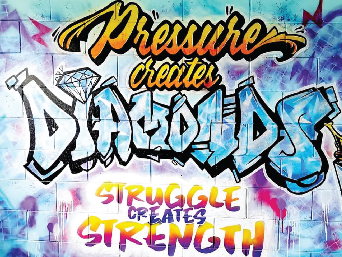 graffiti style mural painting inspirational quote