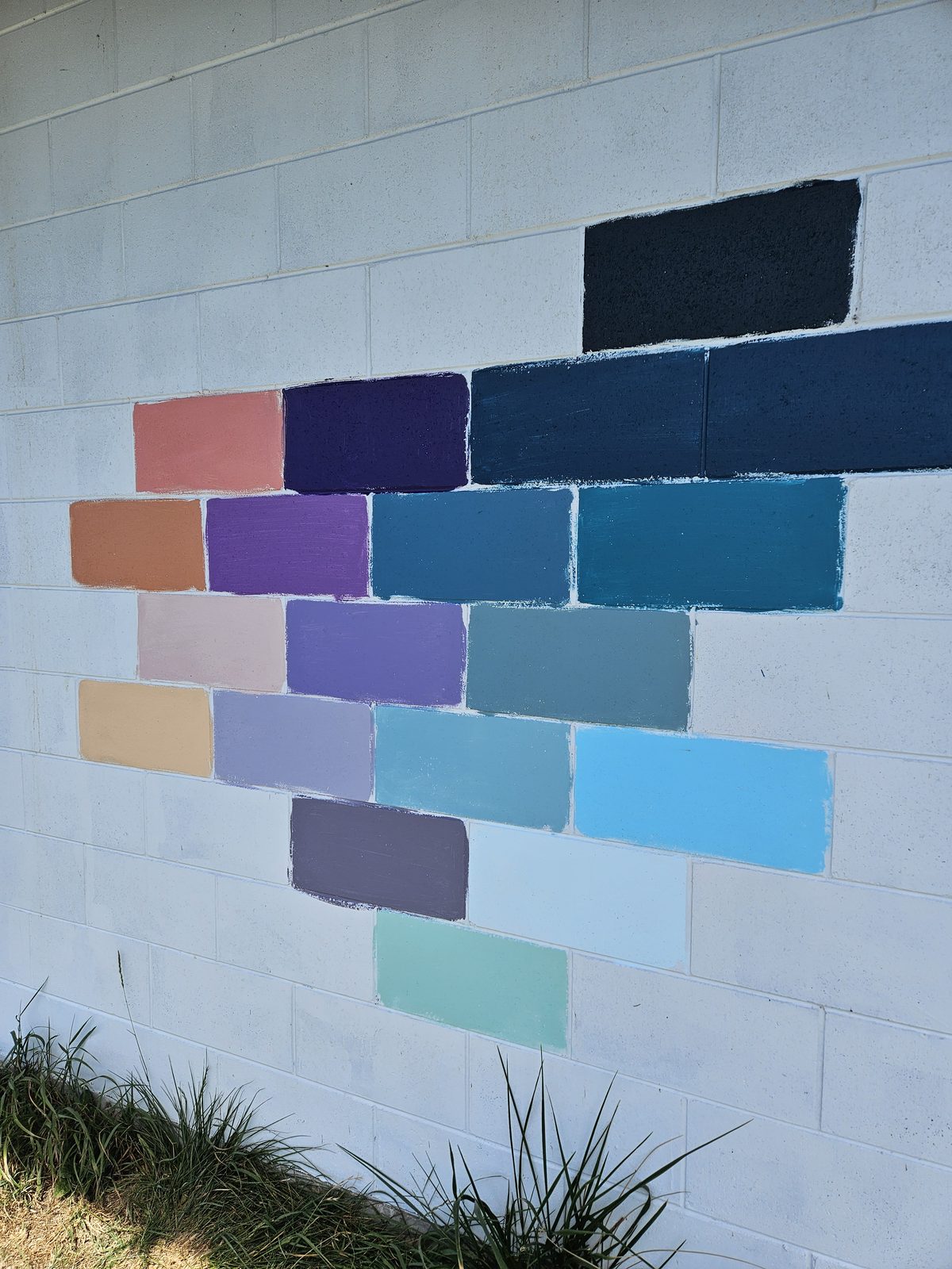 Pulling Together — blue paint colour swatches for the Kaiapoi River design