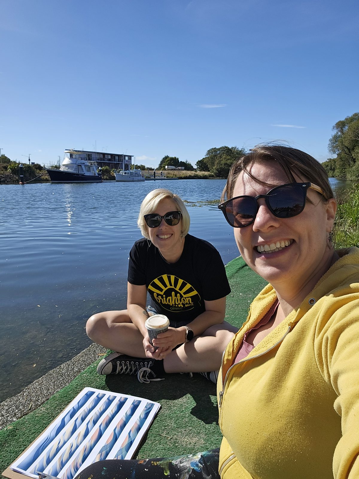 Pulling Together — Mel with a Cure Boat Club member at the clubrooms