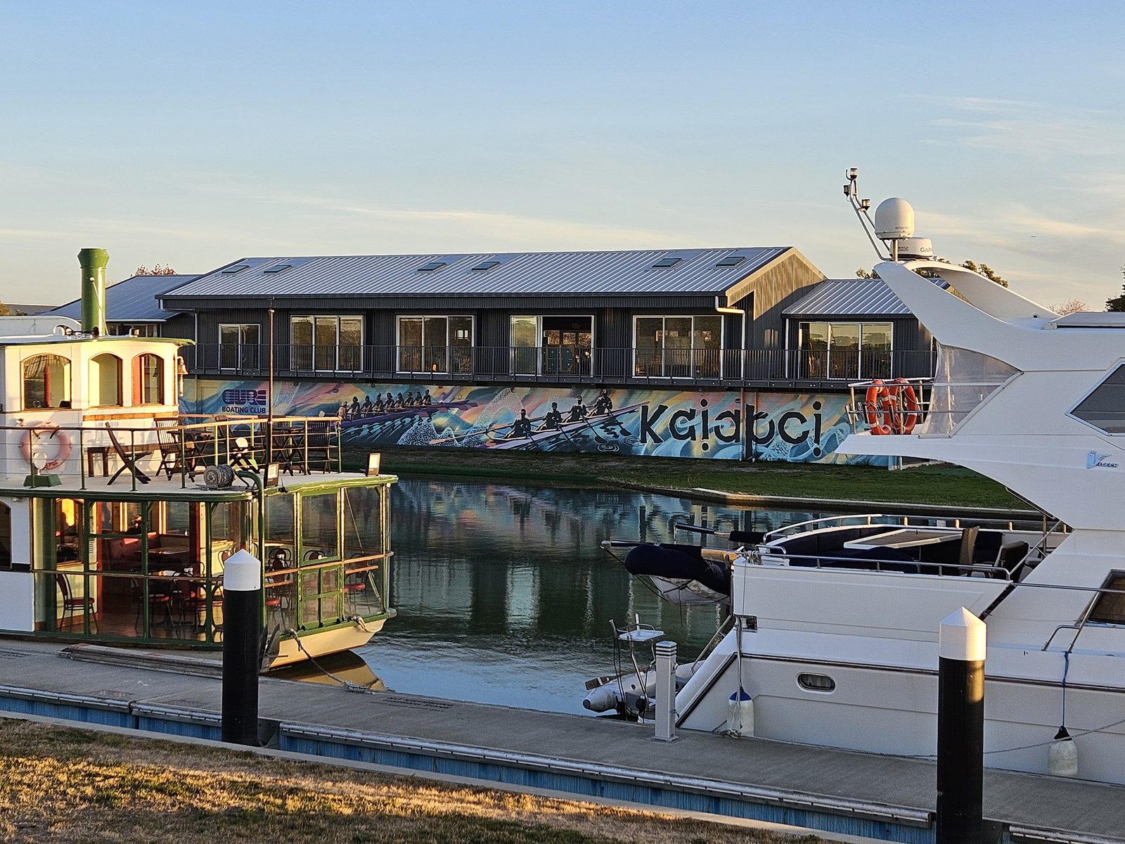 Pulling Together mural — view from the boat club's jetty