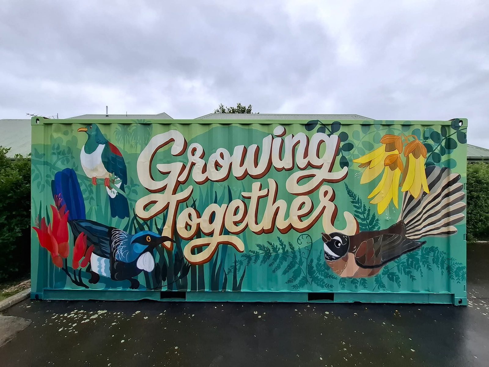 Growing Together mural — finished design viewed from a different angle