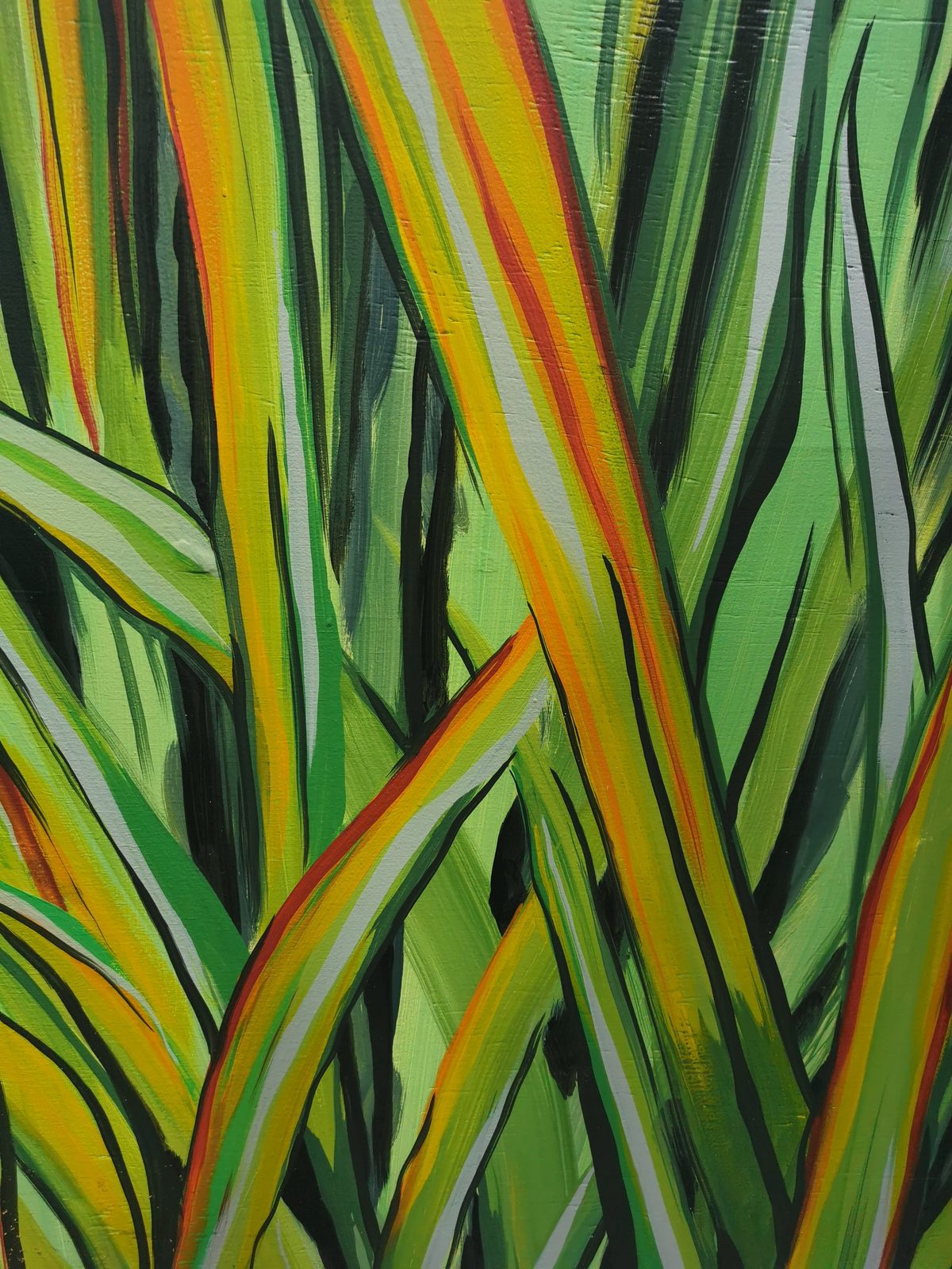 Weaving Together mural detail — a harakeke (flax) leaf pattern panel