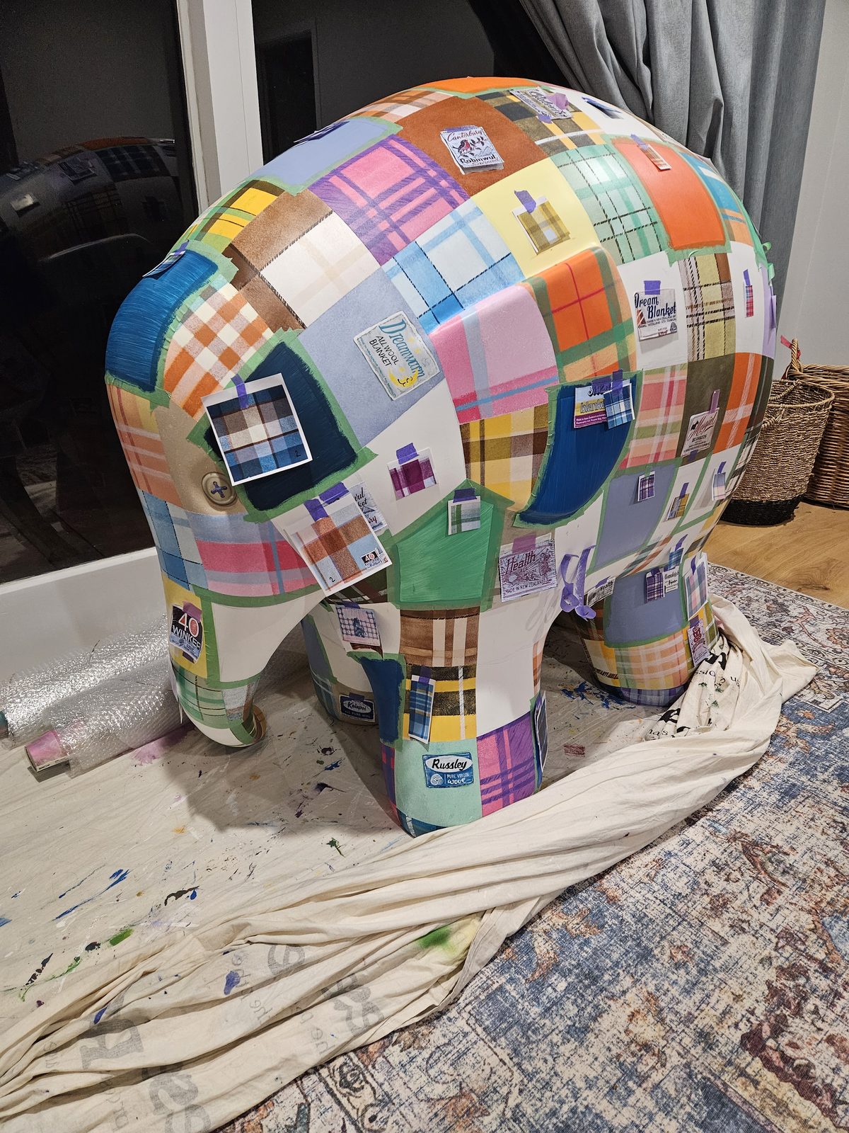 Mammoth Wolley sculpture — blank elephant sculpture partly prepared in the workshop