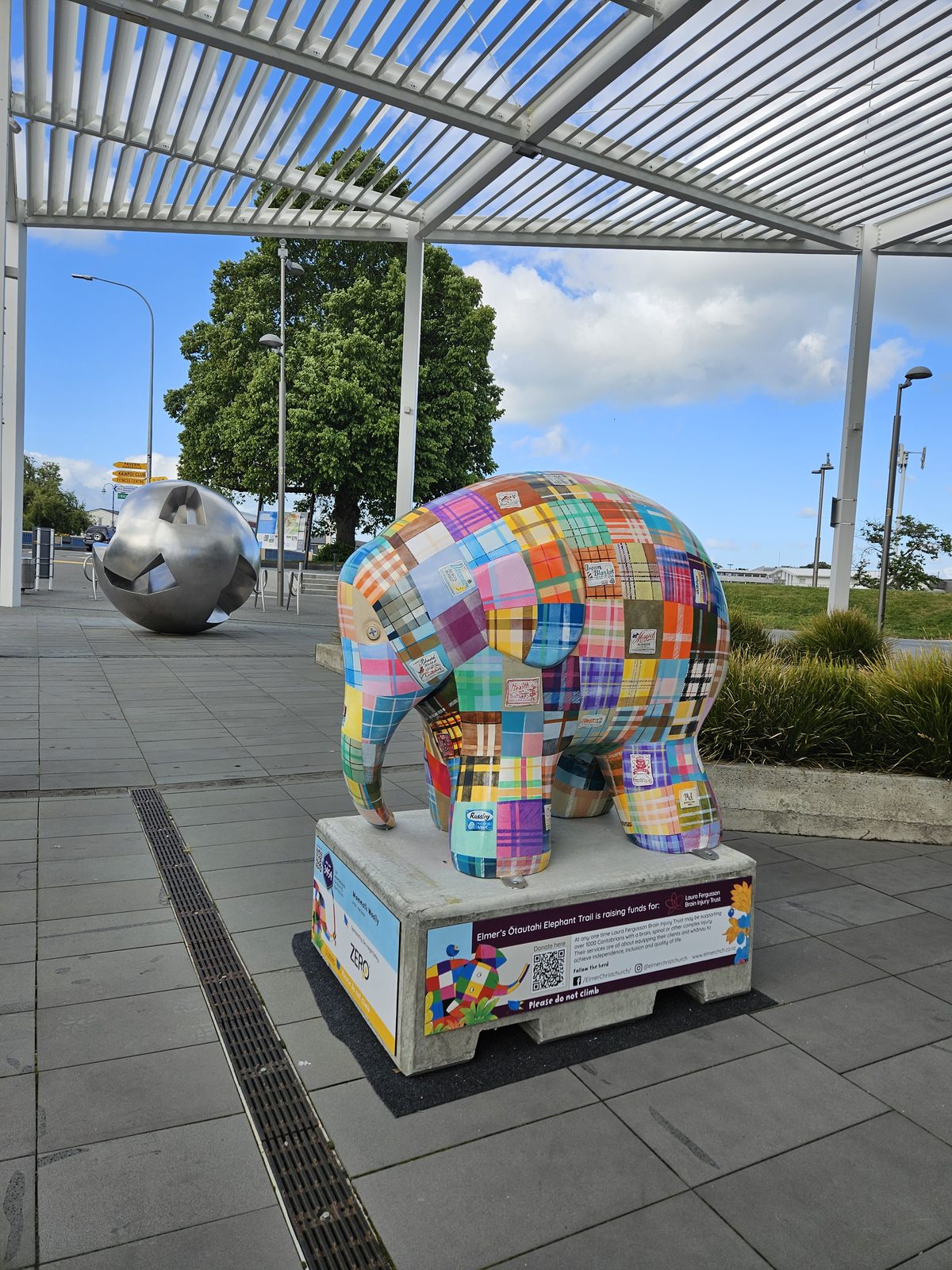Mammoth Wolley sculpture — finished sculpture viewed from a different angle outdoors